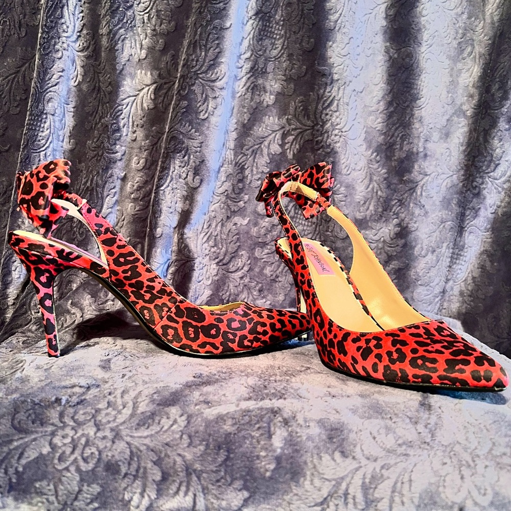 Betsey Johnson Red Leopard Print Heels